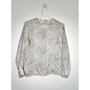 Petite Expressions Silk Blouse Top Animal Print Long Sleeve  Women's Size 10